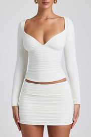 Oh Polly Emry top manches longues blanc modal moulant
