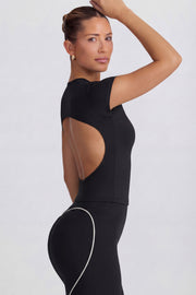 Oh Polly Tops T-shirt longline BT2467 noir dos découpé