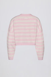 Oh Polly Knitwear BT02529 cardigan court rose rayé