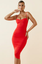 Oh Polly Anaisa 9732 robe midi ruchee rouge