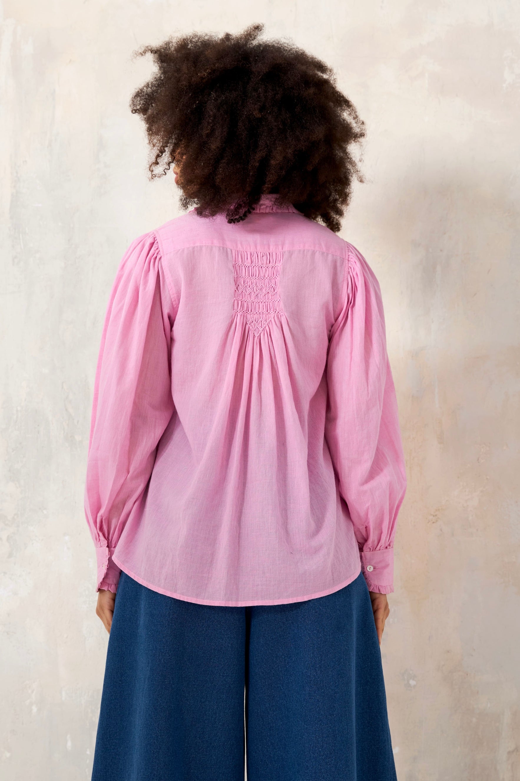 CHICOSOLEIL CANDIE chemise chambray rose col Claudine XS-XL