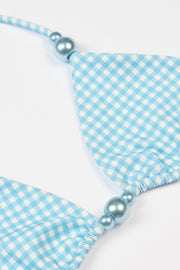 Oh Polly Swim Auli Haut Triangle Vichy Bleu Perles