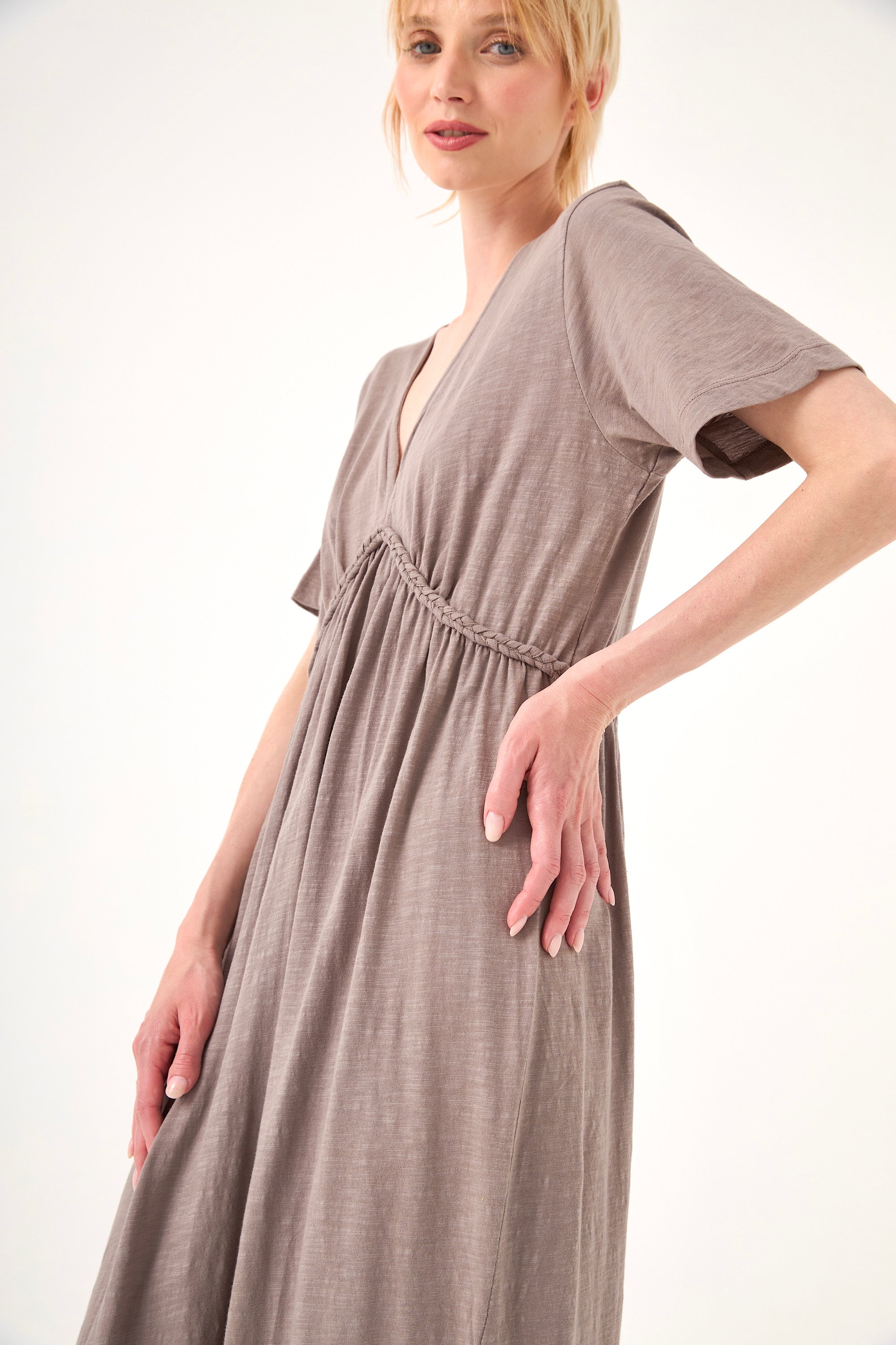 Chicosoleil Leona robe longue gris stoneware coton