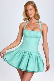 Oh Polly Maybelle robe mini vert d’eau col halter