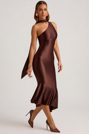 Oh Polly Shaya robe midaxi marron chocolat foulard