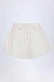 Oh Polly Elsie Short Blanc Coton Popeline Noué