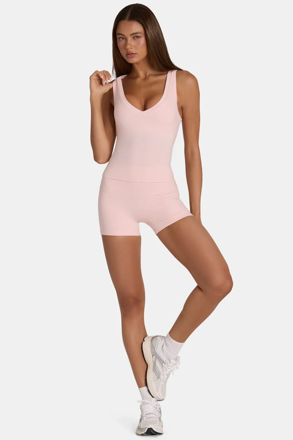 Oh Polly Bo+Tee Soft Active Mini Short Beige Blush Marl