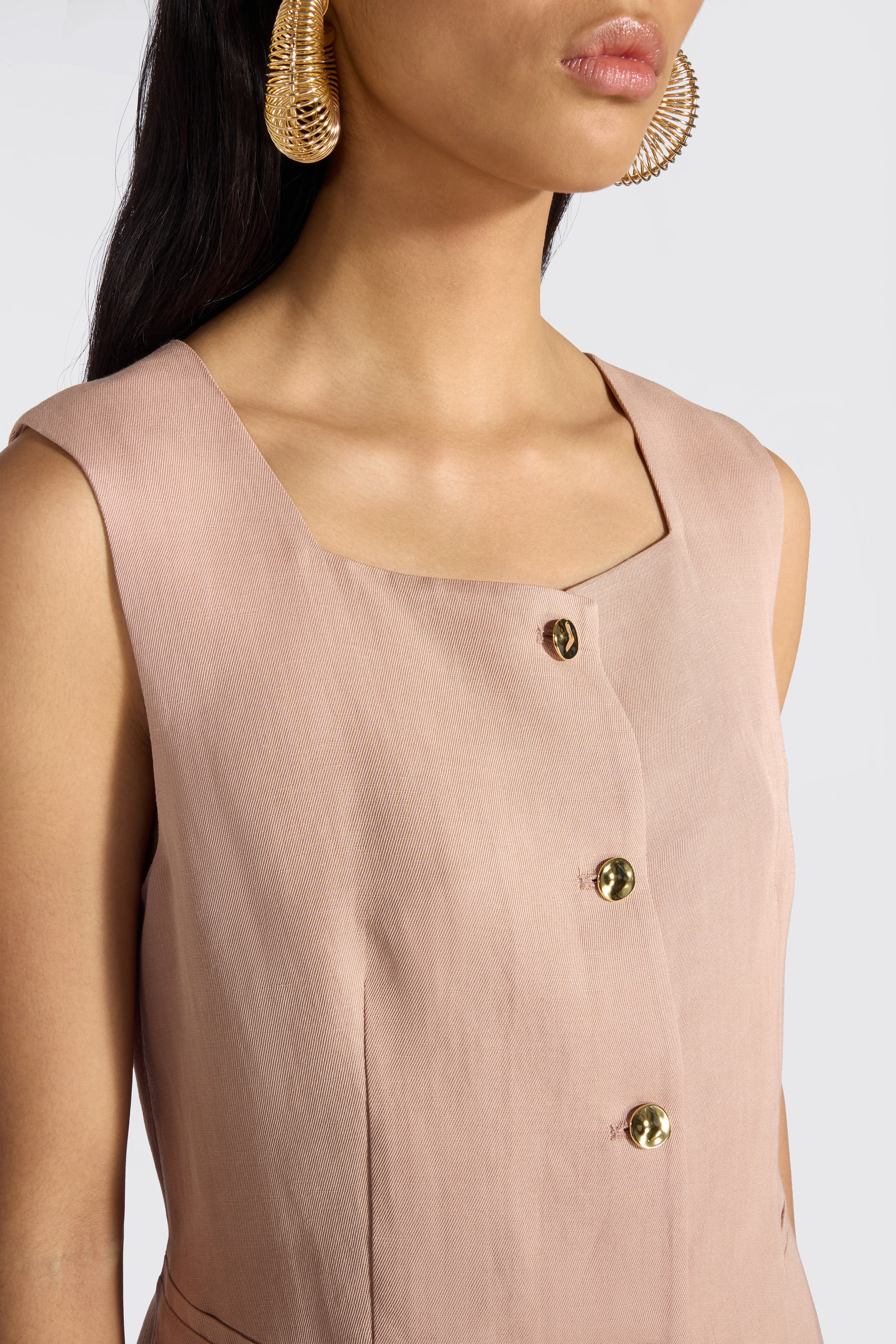Liviana Conti Bobby gilet tailleur Rose viscose lin
