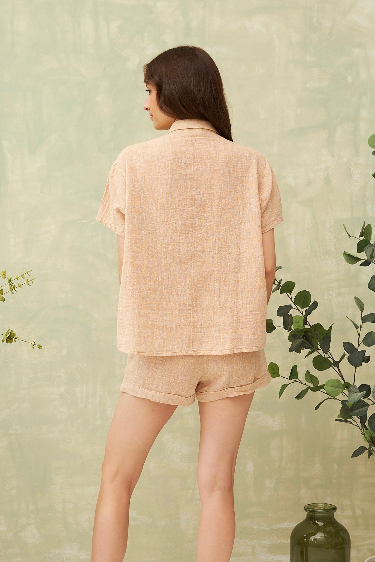 Chicosoleil Missy top beige manches courtes brodé coton