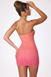 Oh Polly Basel mini robe bustier ombré perlée