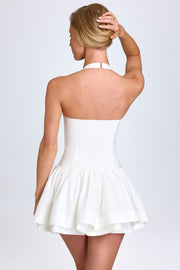 Oh Polly Maybelle robe mini blanche col halter ruchée