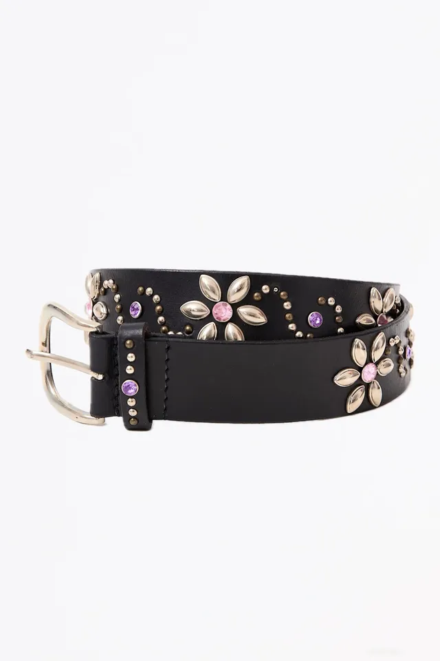 Chicosoleil Iro ceinture noire cuir buffle cloutée