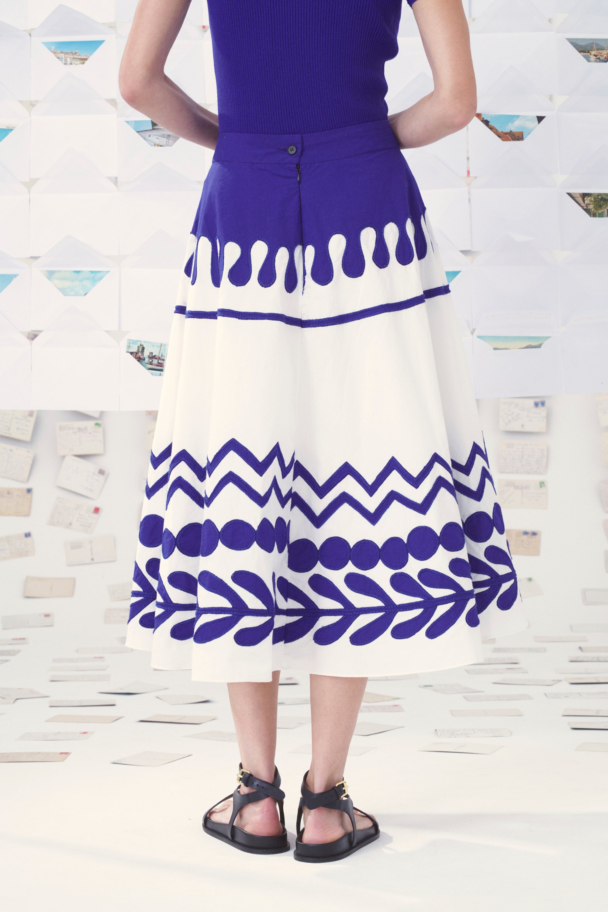 Mii Corfou Les Cyclades jupe coton blanc bleu XS-L