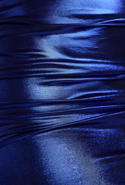 Oh Polly Nasira Robe Mini Jersey Métallique Bleu