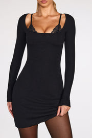 Oh Polly Caris Mini Robe Noire Dentelle Modal
