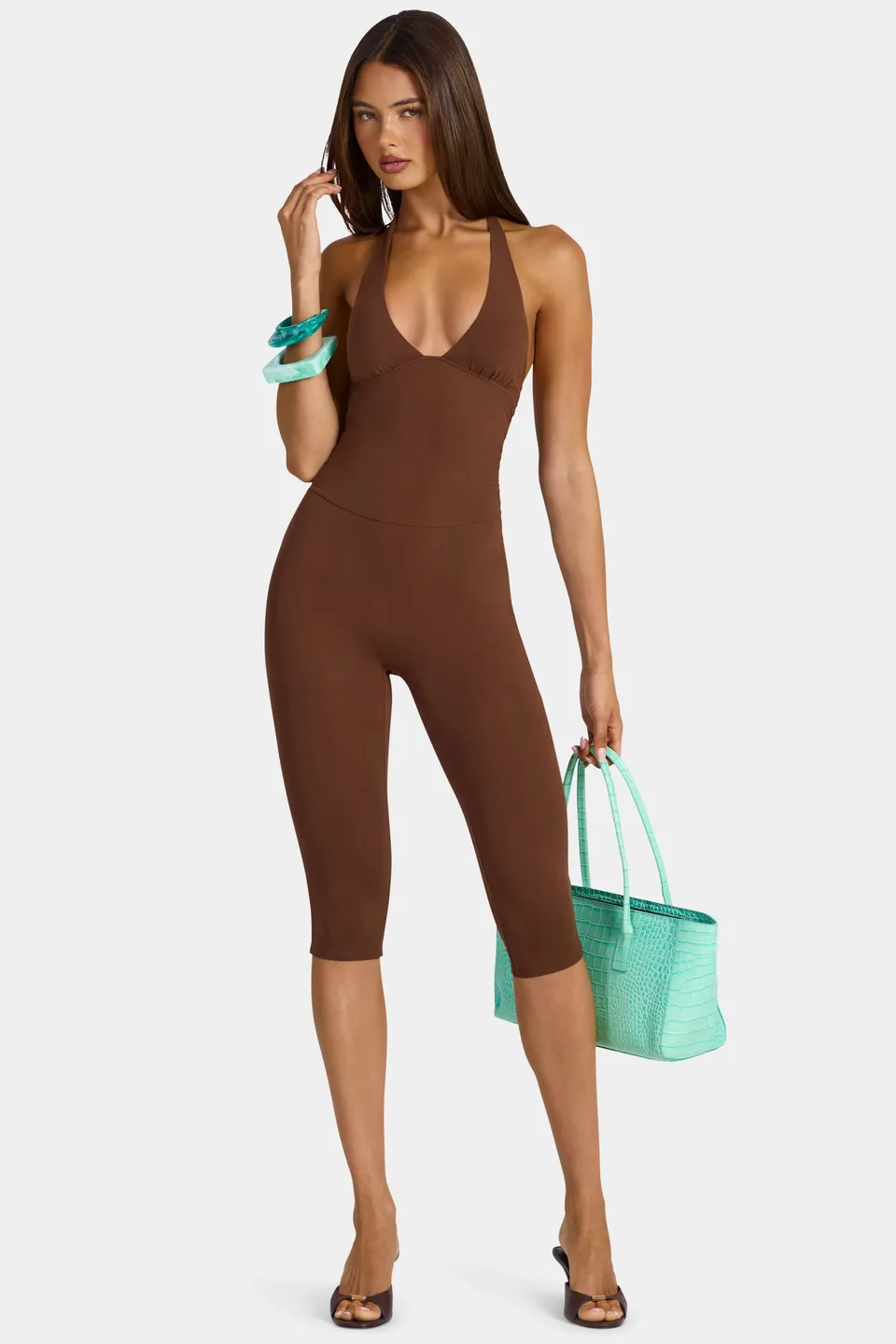 Oh Polly Wynn Combinaison Capri Marron Cacao Modal