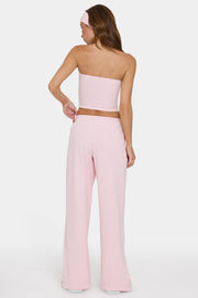 Oh Polly Ribbed Jersey Low-Rise Pantalon Pêche Rayé Taille Basse