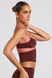 Oh Polly Tops 8008 caraco marron chocolat découpes
