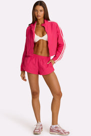 Oh Polly Woven Zip-Up Track Jacket veste rose cropped