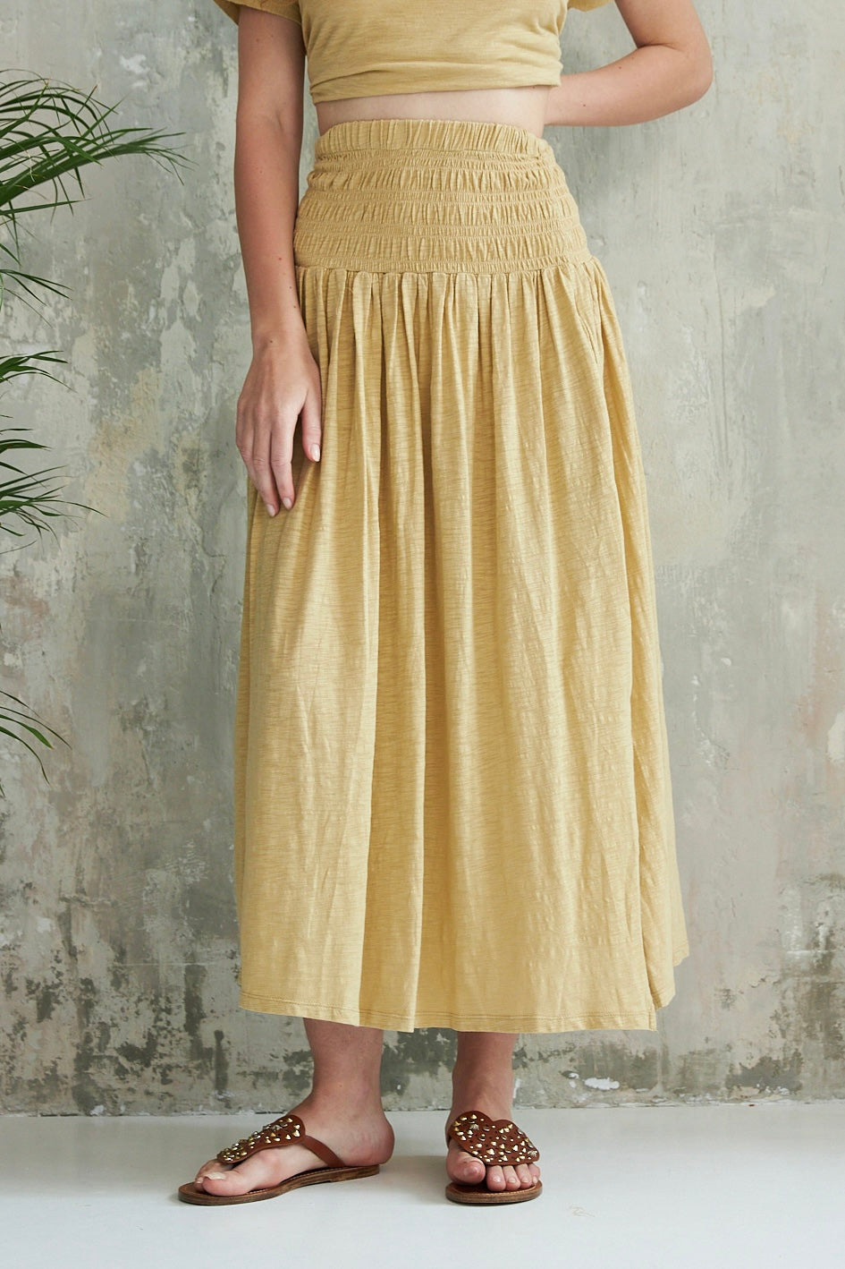 Chicosoleil Wendy jupe longue beige évasée coton