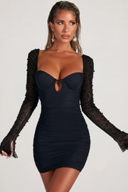 Oh Polly St. Germain mini robe perles noir 4557