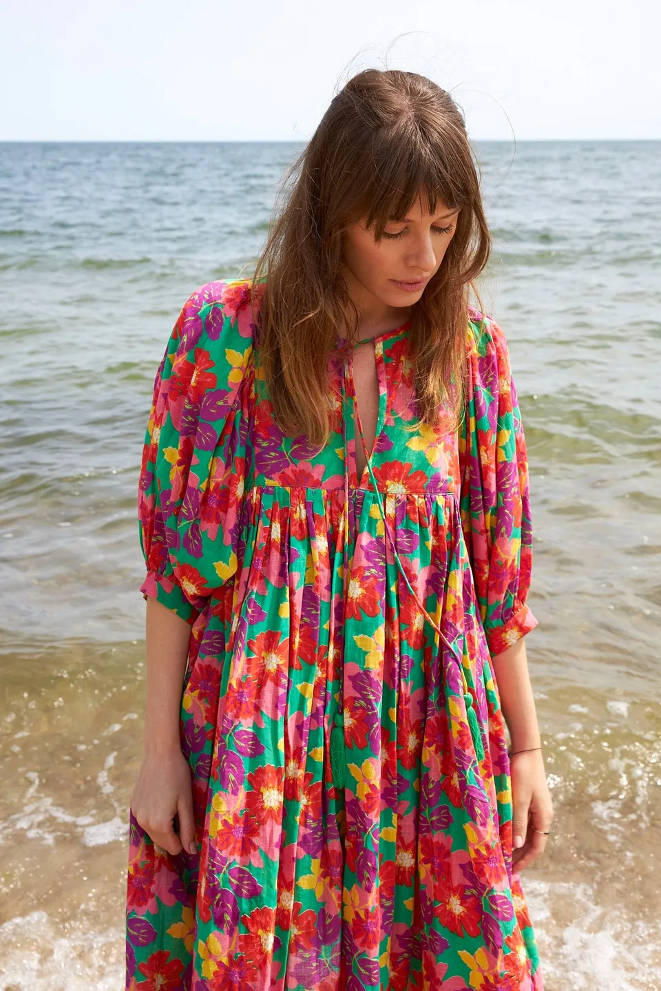 Chicosoleil Robes Nikita robe vert Jaipur coton