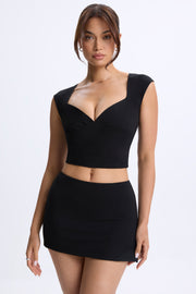 Oh Polly Modal Ruched Cap-Sleeve top noir col sweetheart