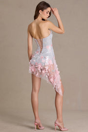 Oh Polly 15752 mini robe corset argent fleurs tulle