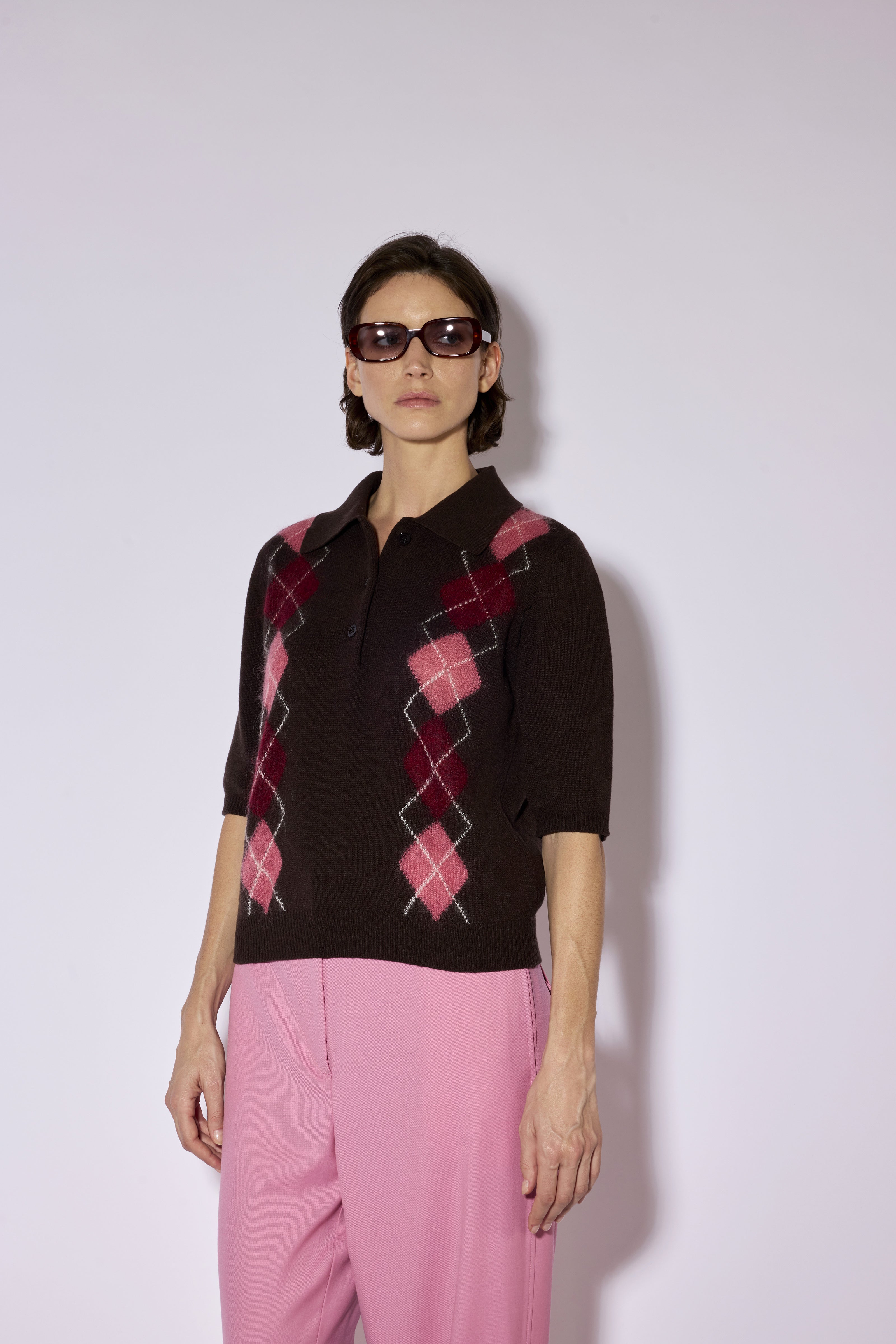 Liviana Conti Maglieria Isma pull losanges fondente/rosa
