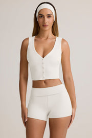 Oh Polly Tops Lene Top Blanc Côtelé Boutonné