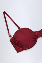 Oh Polly Bruny haut bikini balconnet cerise perles
