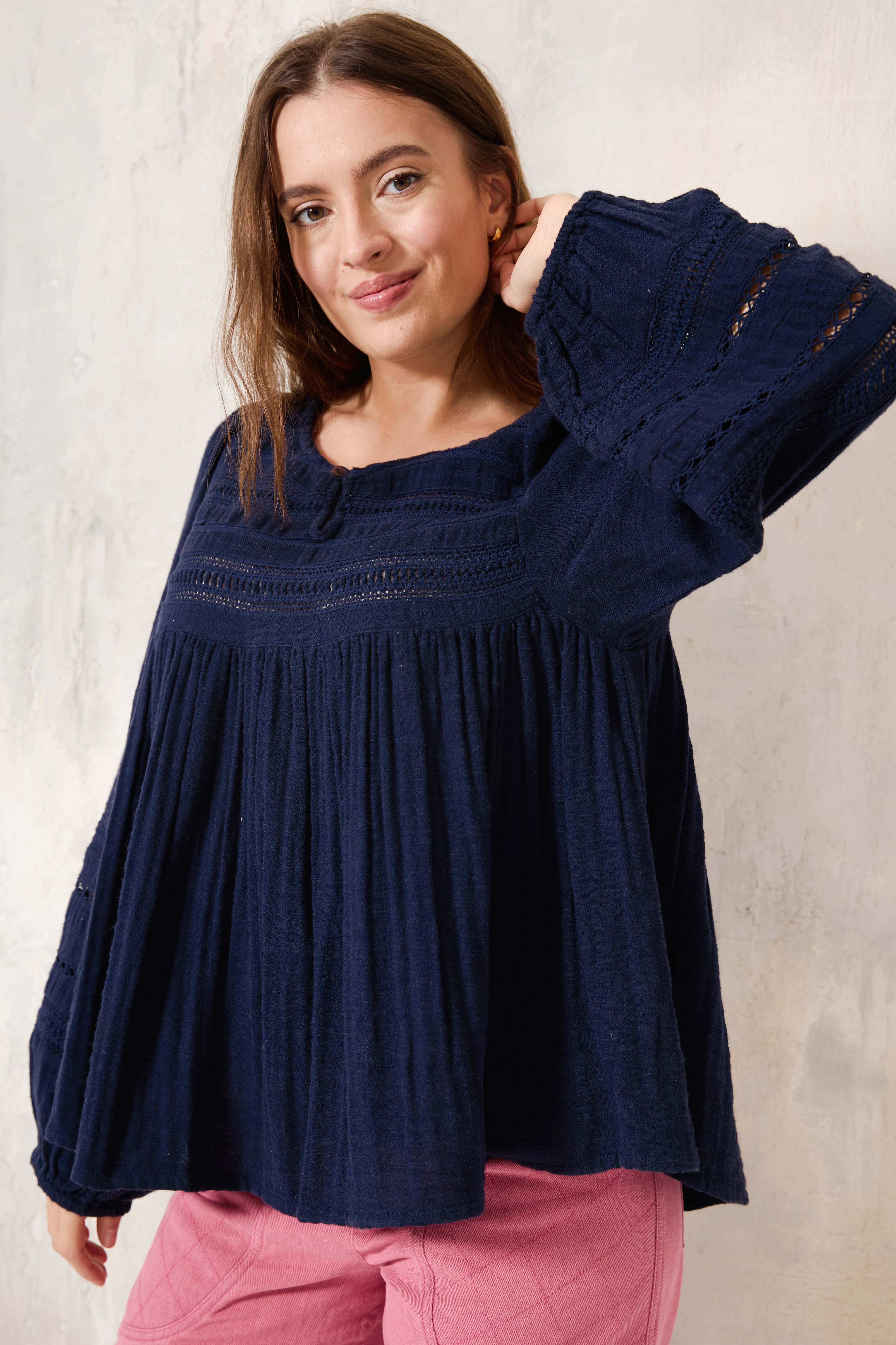Chicosoleil Soni chemise bleu navy gaze coton