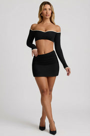 Oh Polly Mari 13623 mini jupe modal noire asymétrique
