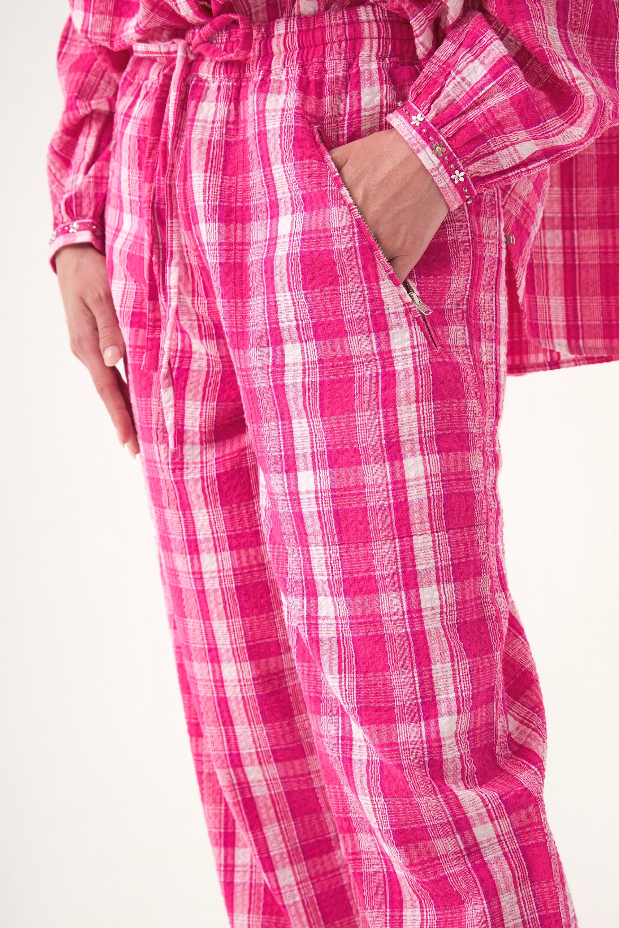 Chicosoleil Faith pantalon droit candy check coton