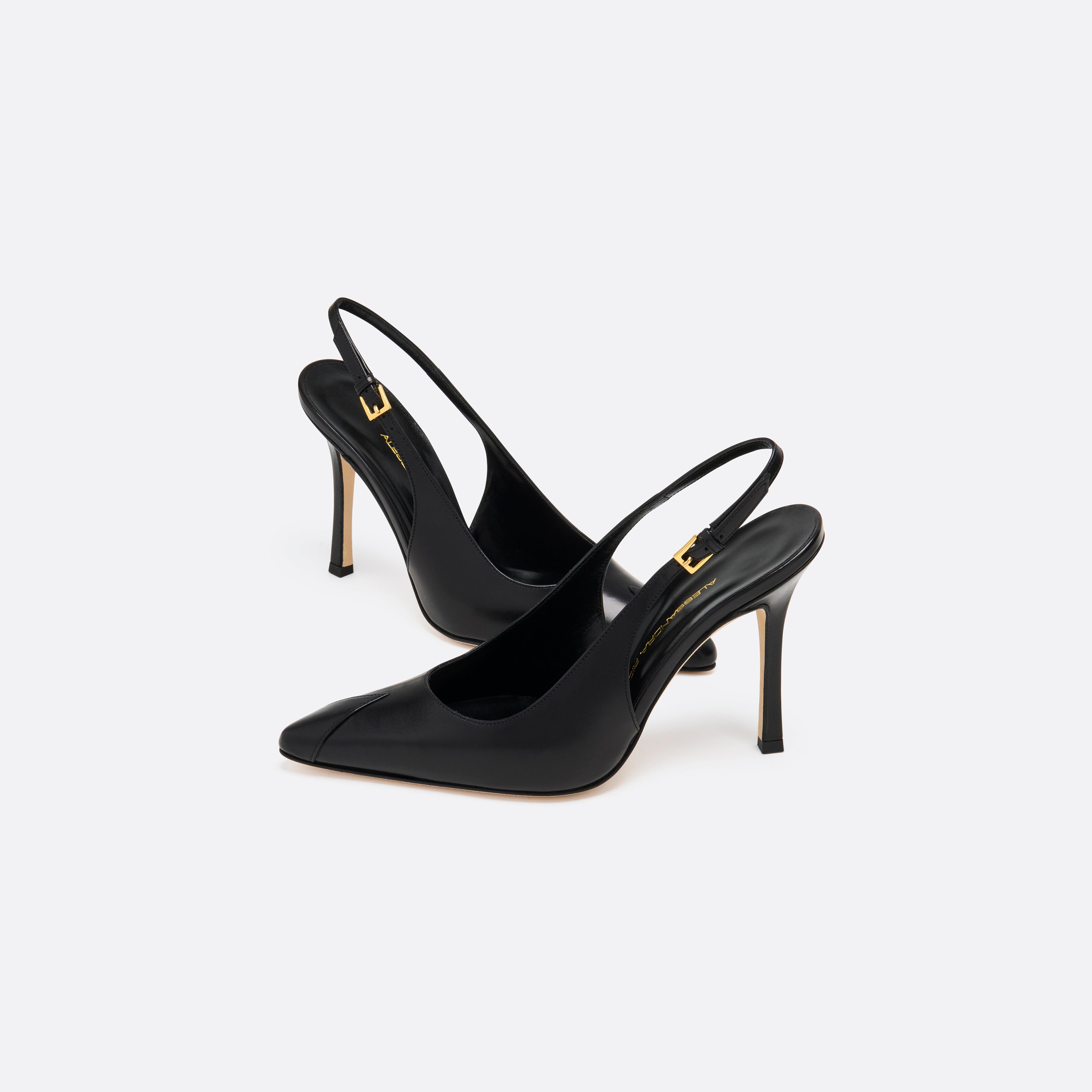 Alessandra Rich Leather Slingbacks Point escarpins noirs cuir 38