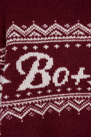 Oh Polly Knitwear BT1963 pull cropped rouge jacquard laine