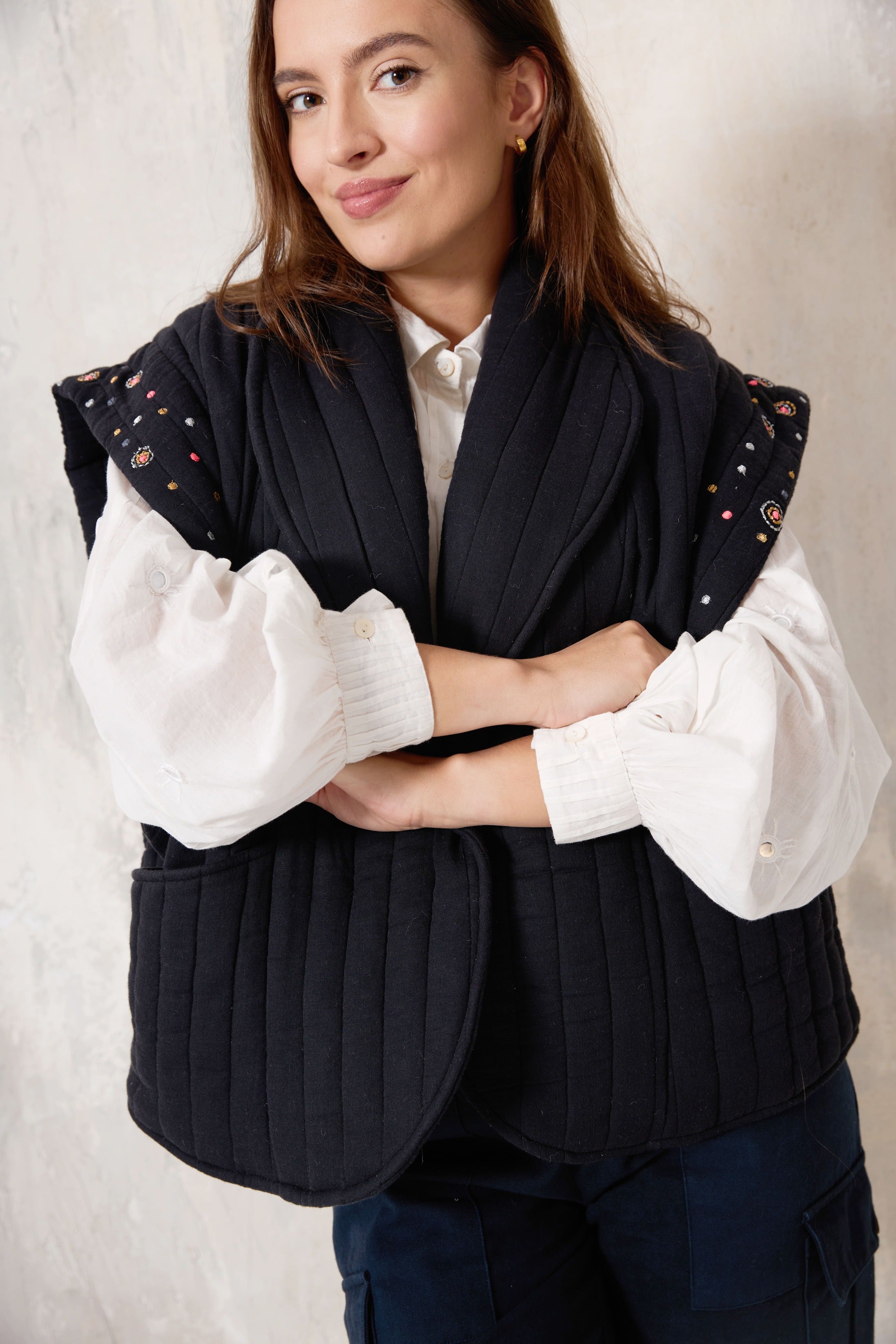 Chicosoleil Jonah veste matelassée sans manches noir coton