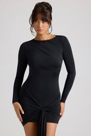 Oh Polly Circe robe mini noire manches longues jersey