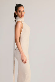 Oh Polly Dree robe maxi maille crème col roulé