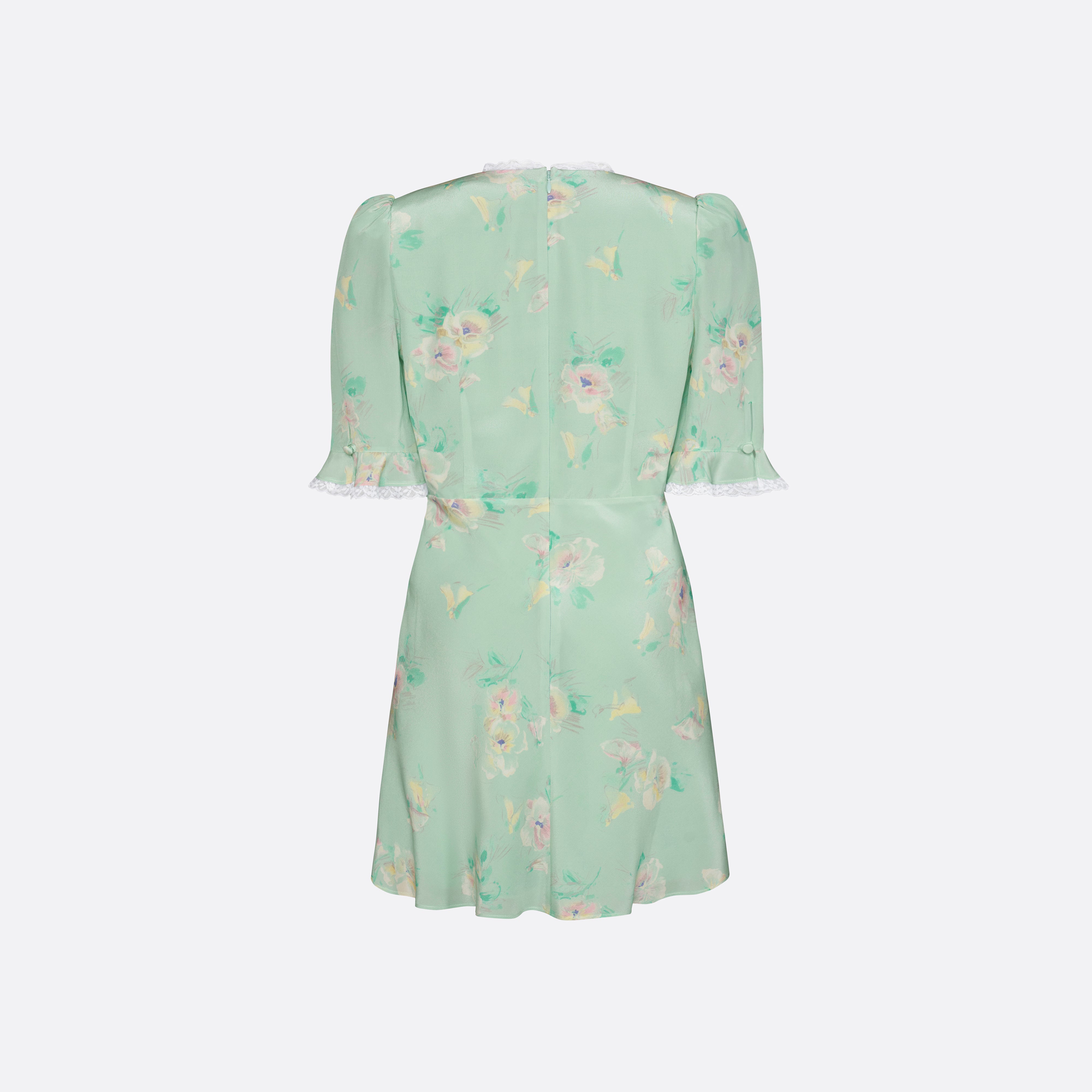 Alessandra Rich Silk Mini Dress Bow robe soie vert taille 36