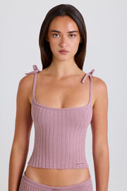 Oh Polly BT2456 Caraco Mauve Maille Côtelée Coton