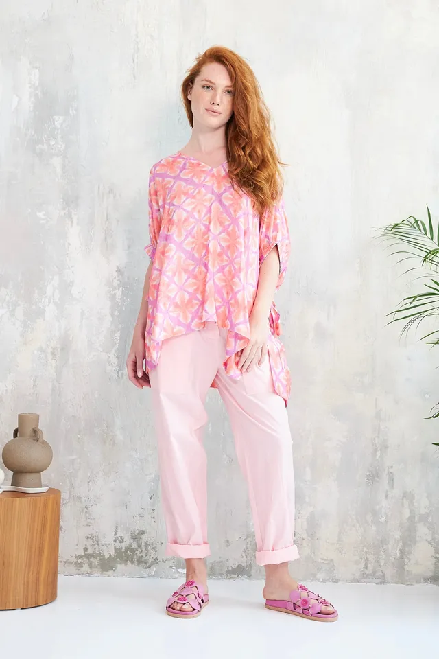 Chicosoleil Tusca top femme rose hippie viscose S/M