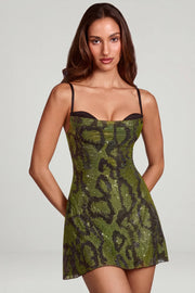Oh Polly Dianora robe mini col bénitier vert serpent