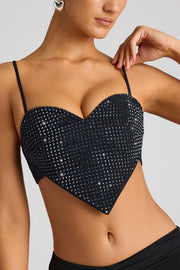 Oh Polly Syrene 8235 crop top noir cœur strass
