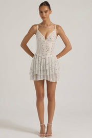 Oh Polly Embellished Orren robe mini blanche à strass