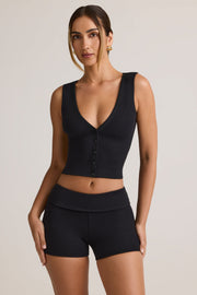 Oh Polly Leif 8687 short côtelé modal noir