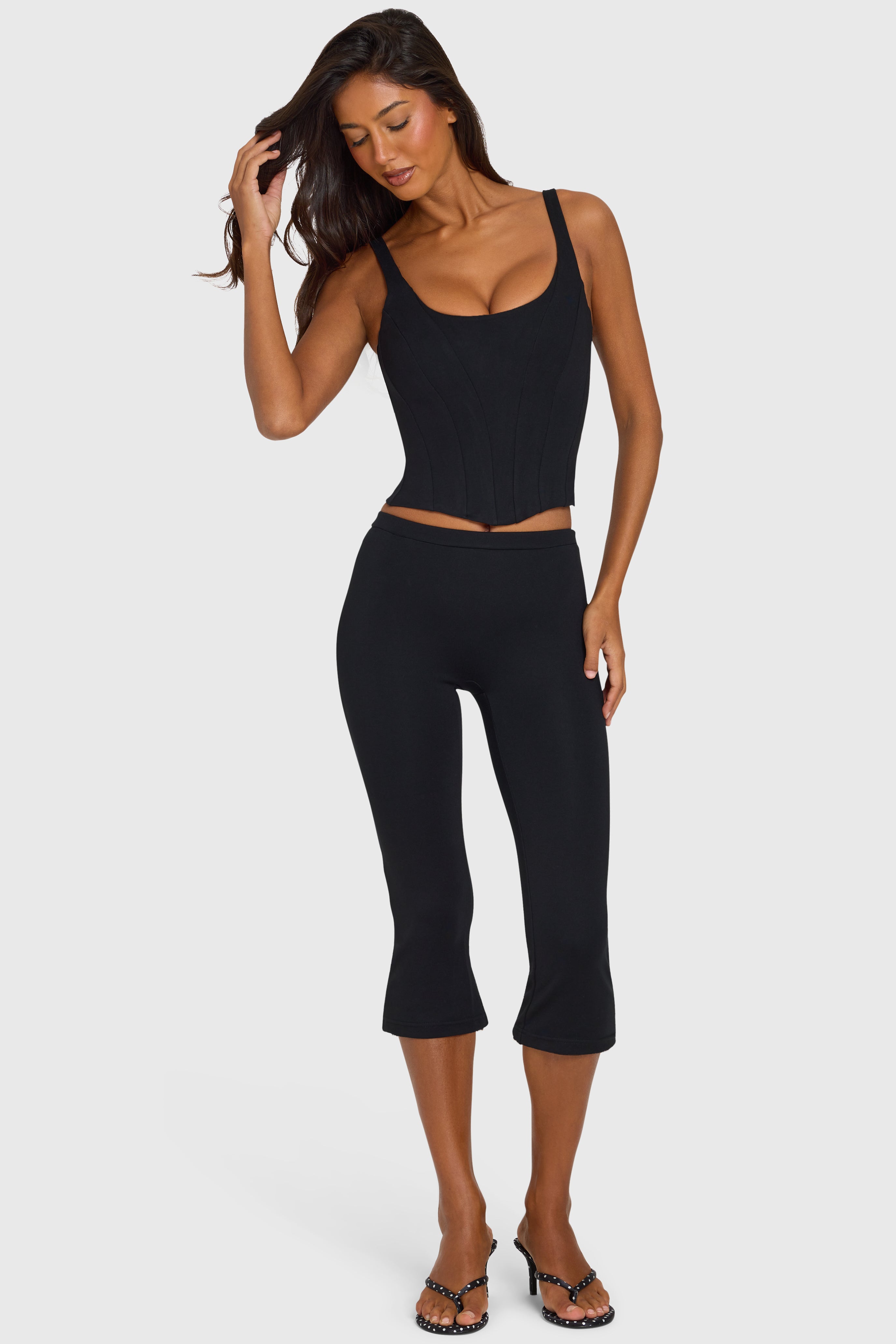 Oh Polly 16783 Legging Capri Noir Ponte Zip