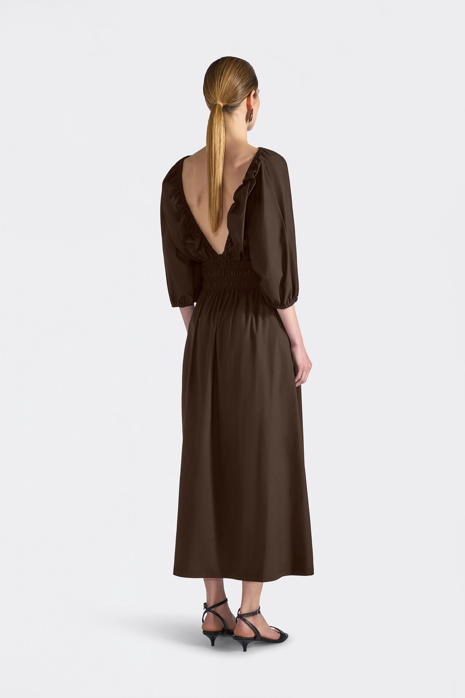 Liviana Conti Nilufar robe longue noire popeline