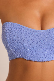 Oh Polly Loire Top Corset Bustier Bleu Perles