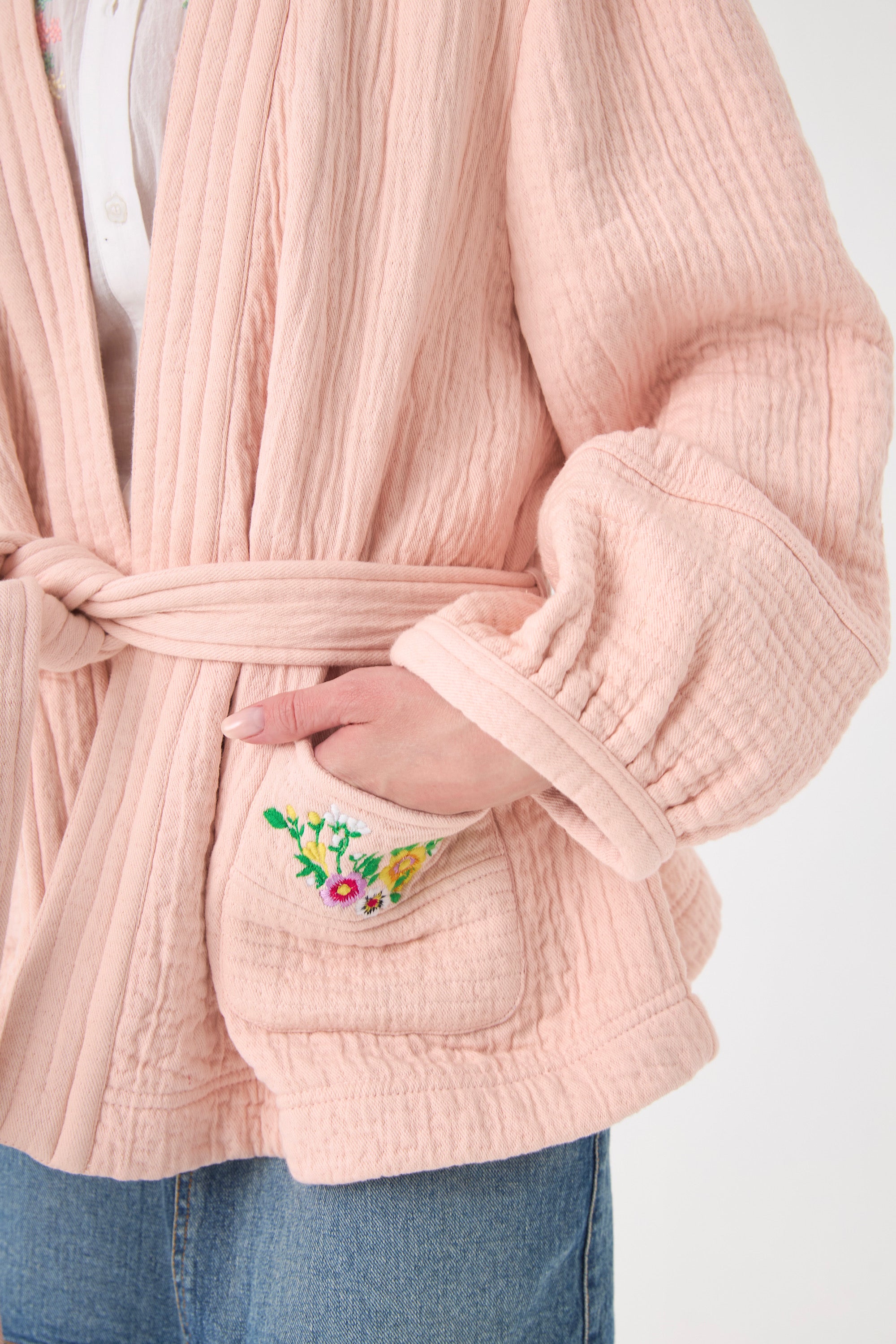 Chicosoleil Aurora Veste kimono rose romance S coton